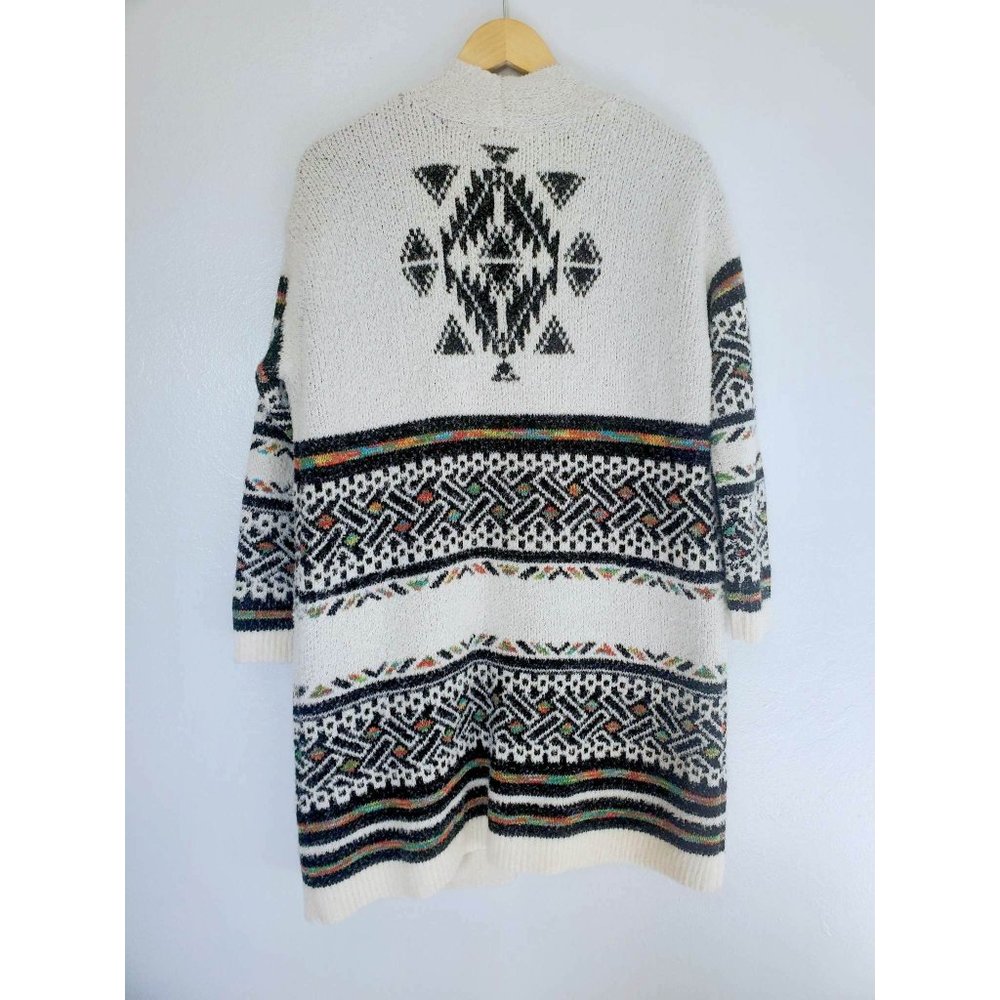 Tribal Multicolor Long Open Front Cardigan - Picture 2 of 3